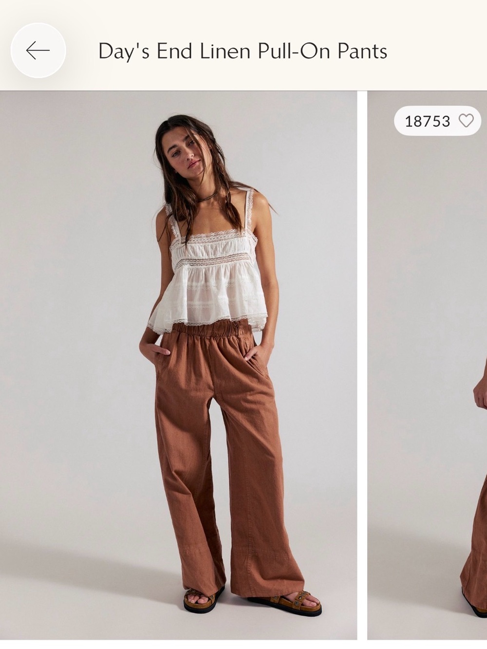 Free People Days End Linen Pull on pants - medium